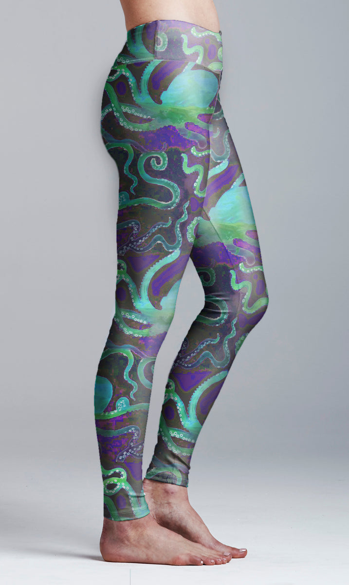Octopus Yoga Pants Tentacle Neon Leggings Women Workout Clothing High Waist  Tights Squat Proof Activewear Mermaid Print Blue Festival Gym 