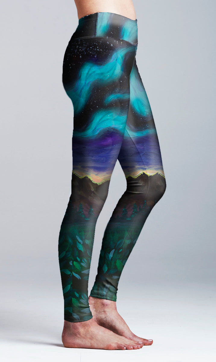 Psychedelic rainbow cotton organic yoga leggings soft breathable natur –  Masha Apparel