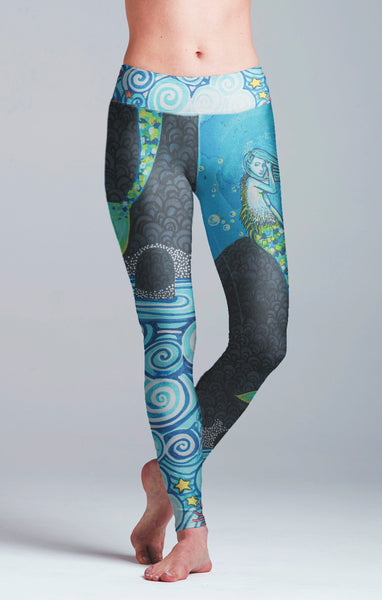 Mermaid leggings - Cute Animal printed legging - Painted workout